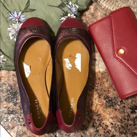 Coach Chelsea black cherry metallic flat .size 6B - Picture 3 of 7